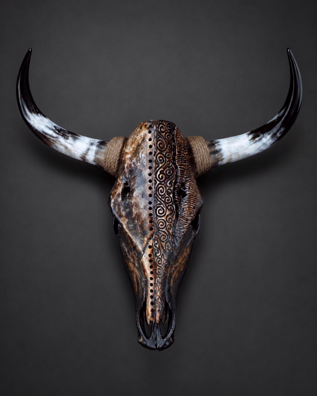 The Chronicle artisanal carved cattle skull – product view 2