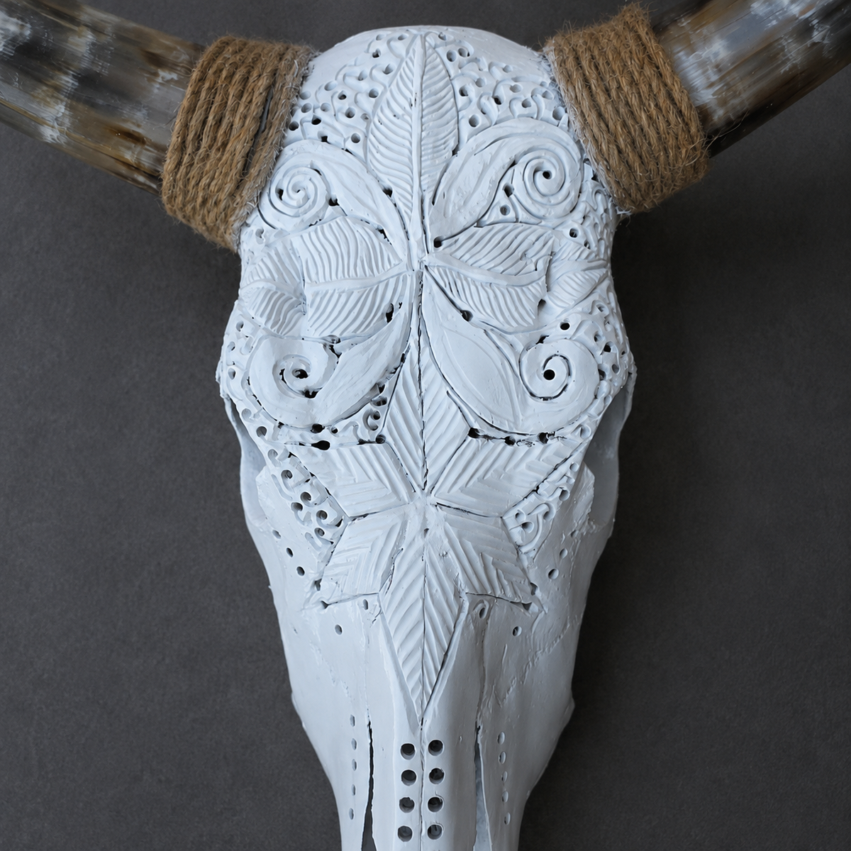 The Chrysalis artisanal carved cattle skull – product view 3
