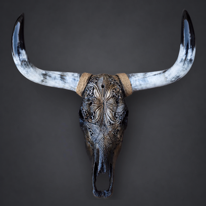 The Empress artisanal carved cattle skull – product view 2