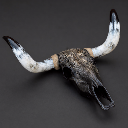The Empress artisanal carved cattle skull – product view 3