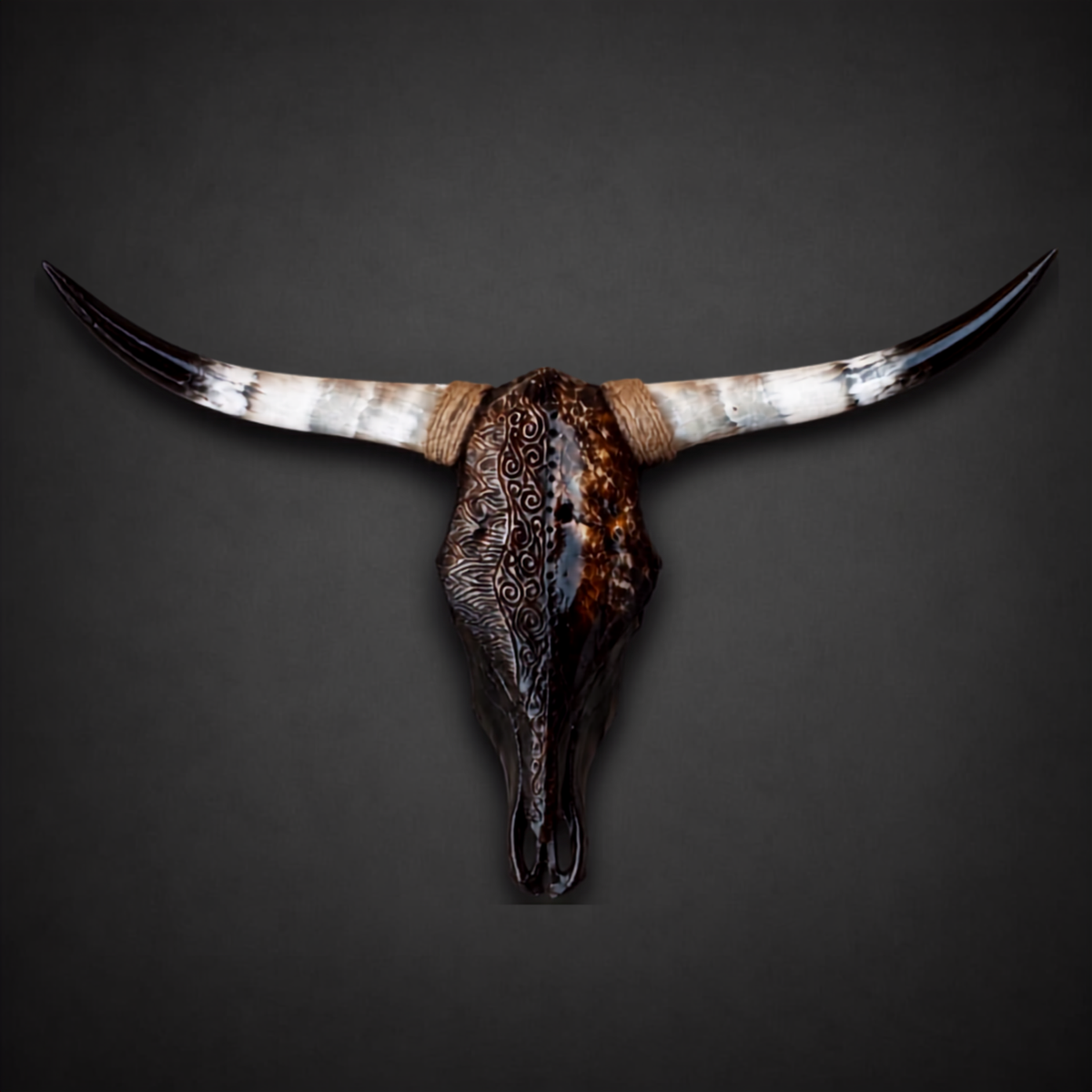 The Nomad artisanal carved cattle skull – product view 2