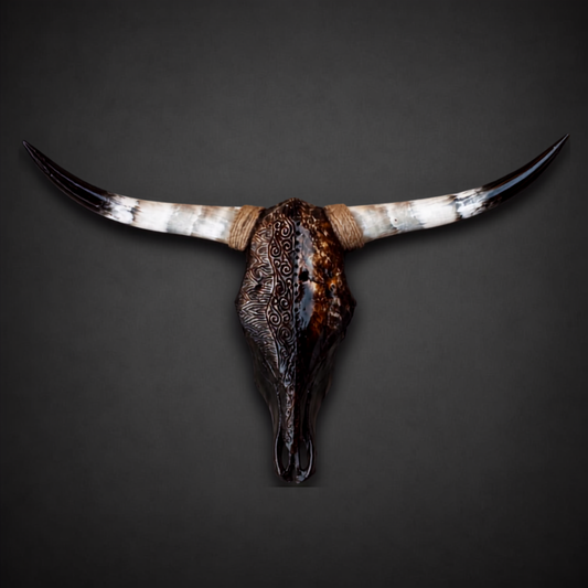 The Nomad artisanal carved cattle skull – product view 2