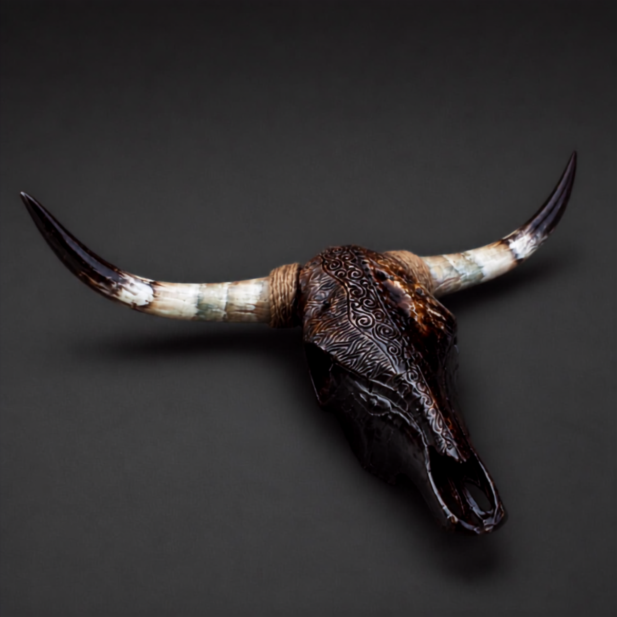 The Nomad artisanal carved cattle skull – product view 3