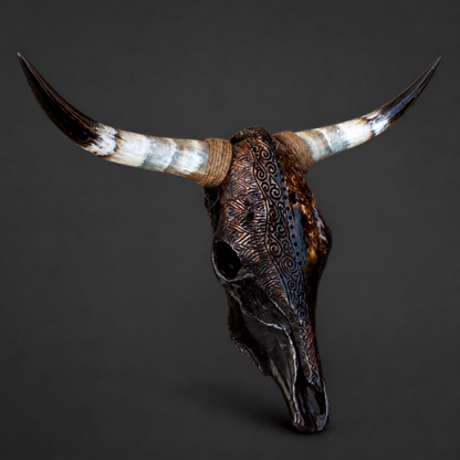The Nomad artisanal carved cattle skull – product view 4