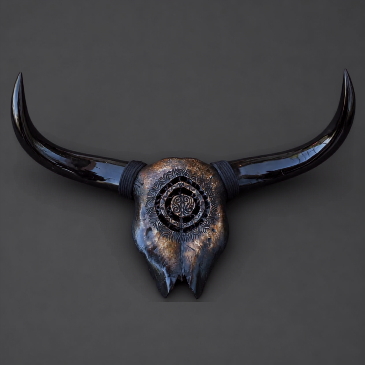 The Oracle artisanal carved cattle skull – product view 2