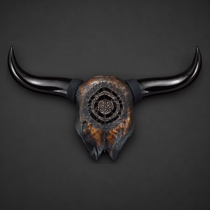 The Oracle artisanal carved cattle skull – product view 3