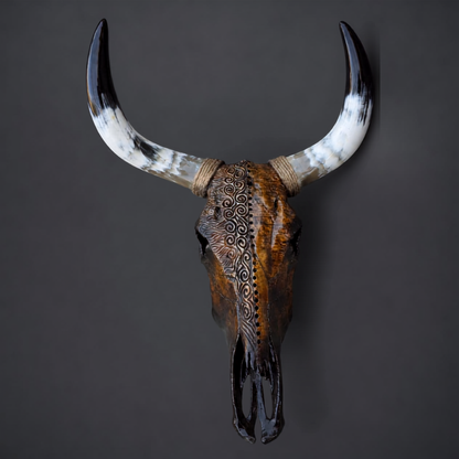 The Outlier artisanal carved cattle skull – front product view