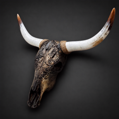 The Radiant artisanal carved cattle skull – product view 4
