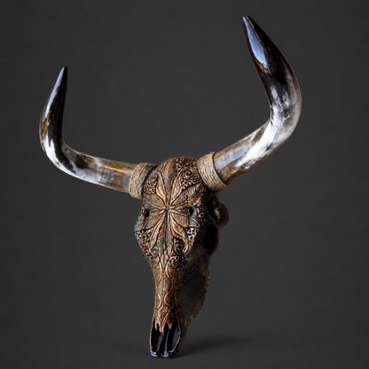 The Regent artisanal carved cattle skull – product view 3