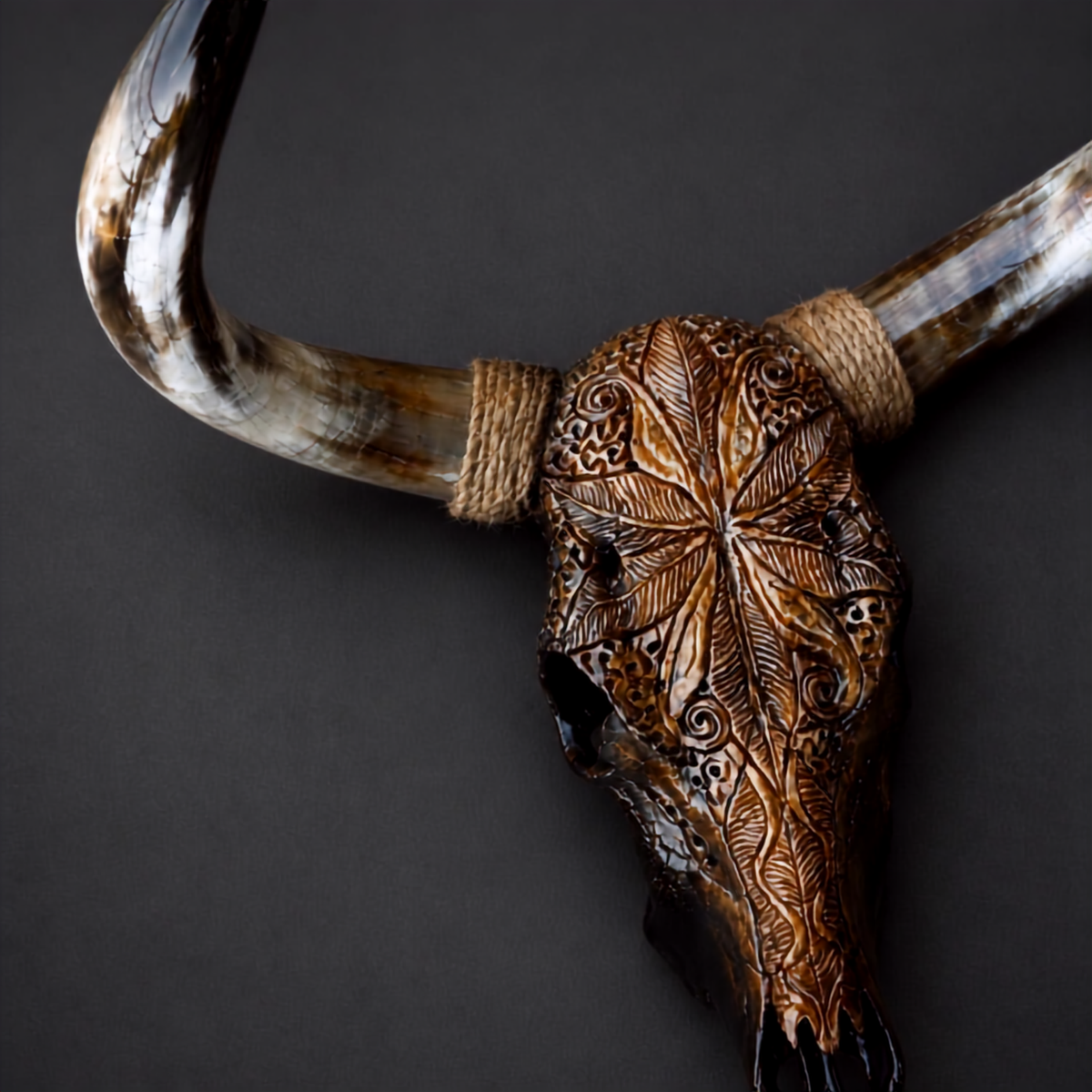 The Regent artisanal carved cattle skull – product view 4