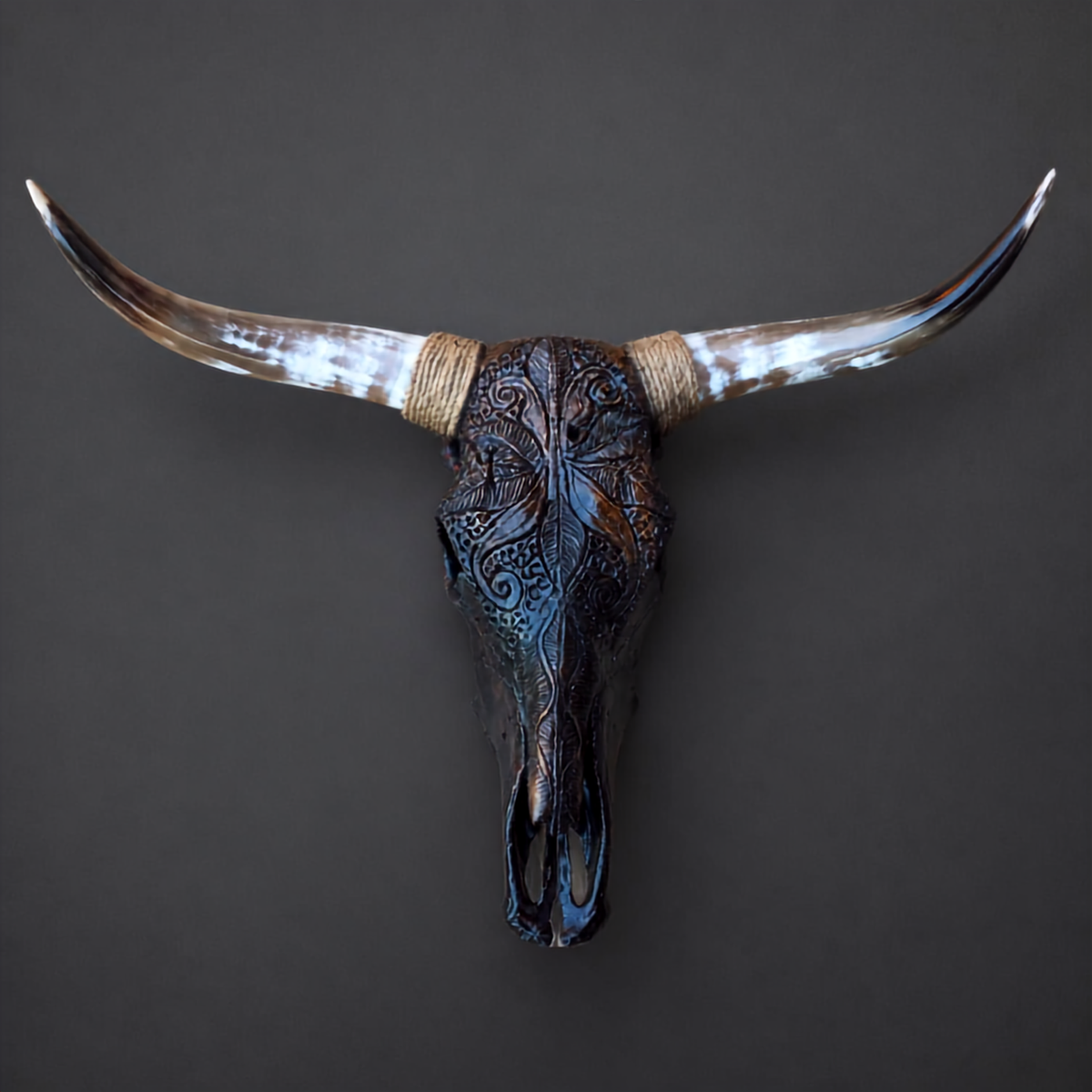 The Seer artisanal carved cattle skull – product view 4