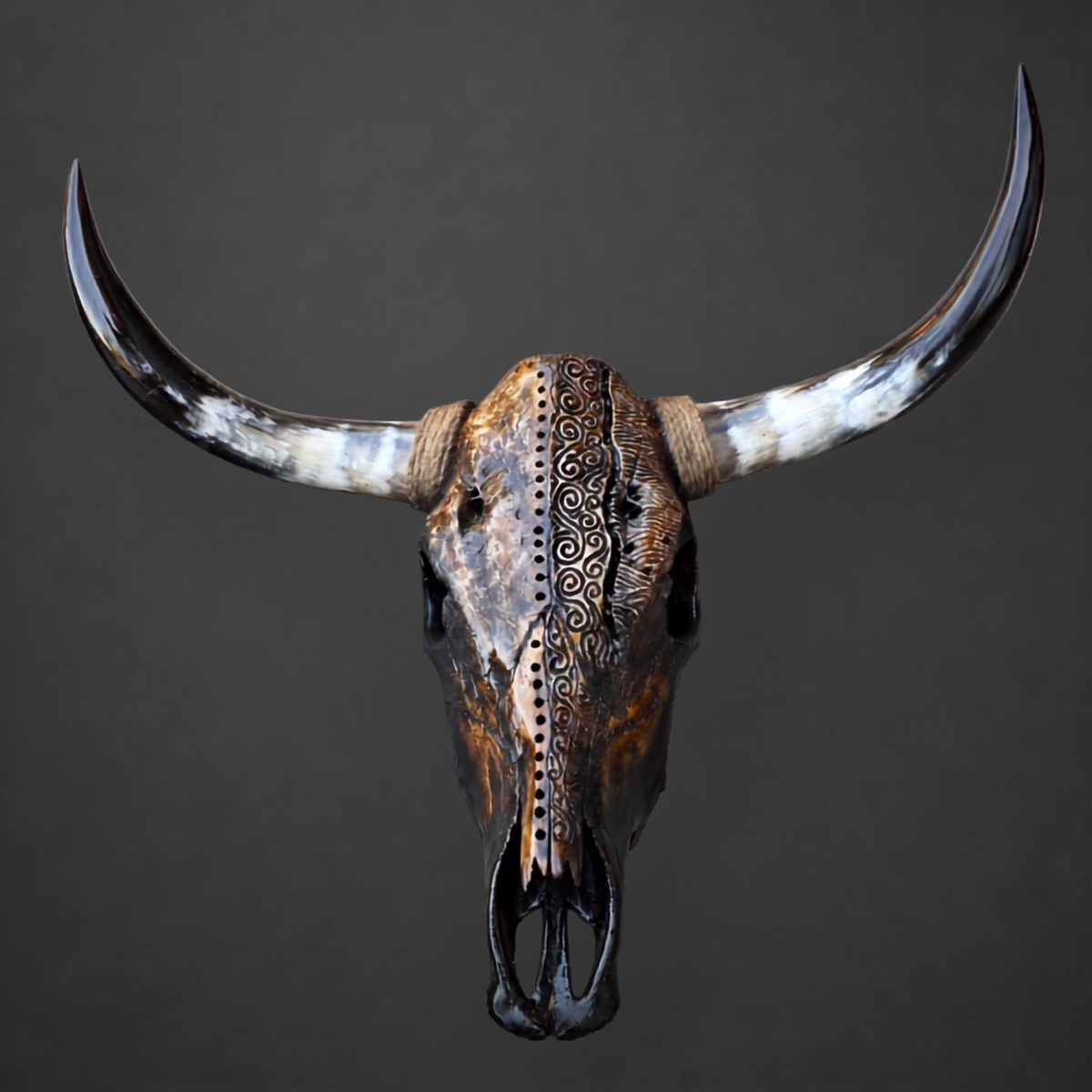 The Wayfinder artisanal carved cattle skull – product view 2