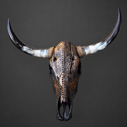 The Wayfinder artisanal carved cattle skull – product view 2