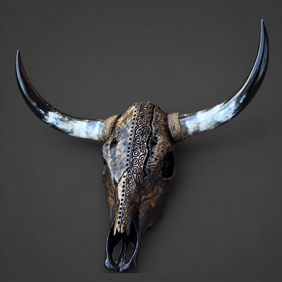 The Wayfinder artisanal carved cattle skull – product view 3
