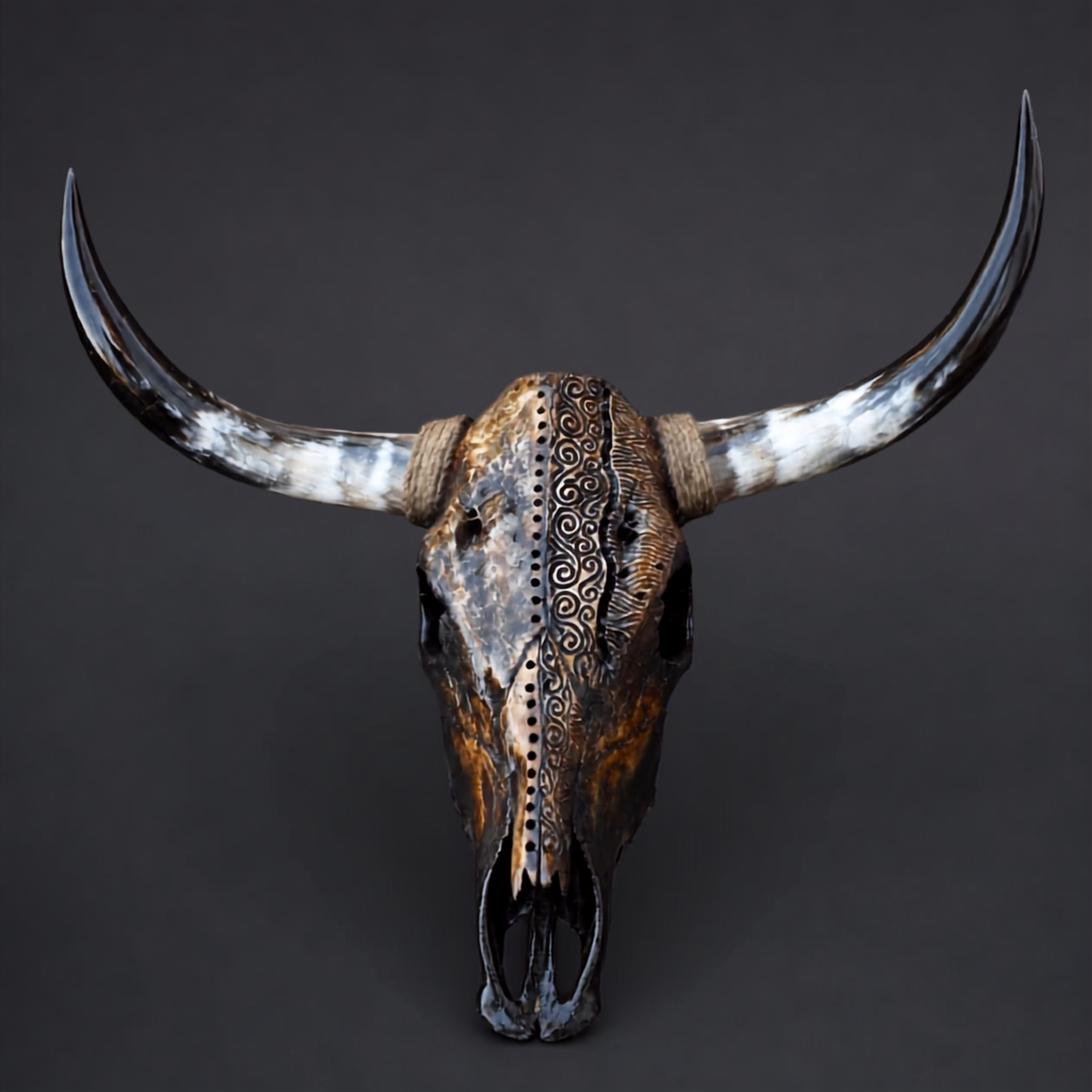 The Wayfinder artisanal carved cattle skull – product view 4