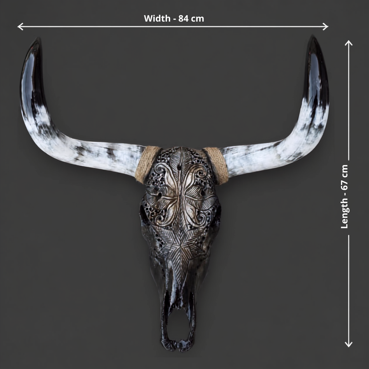 The Wildflower artisanal carved cattle skull – product view 6